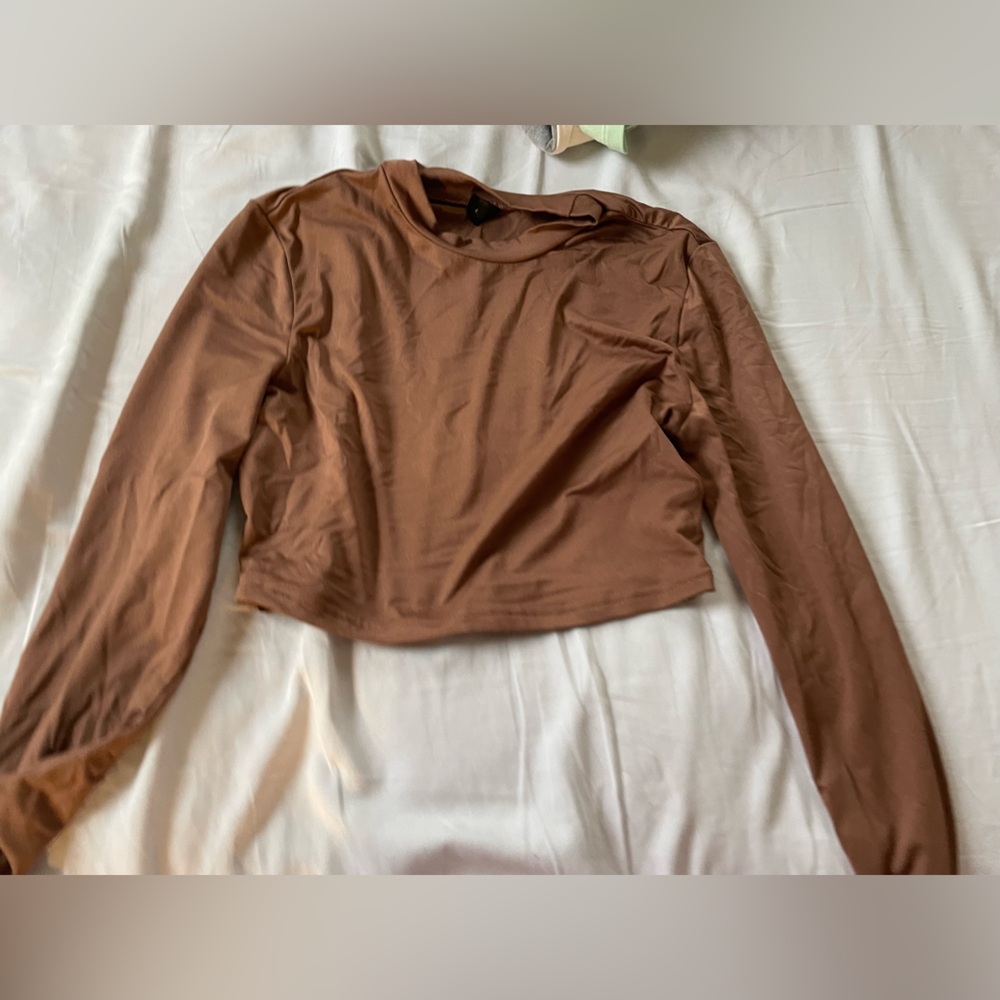 Brown SHEIN cropped long sleeve